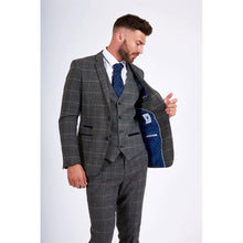 Load image into Gallery viewer, Marc Darcy SCOTT 3pc Grey Tweed Check Suit
