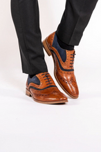 Load image into Gallery viewer, MARC DARCY Murray Tan / Navy Brogue Shoe