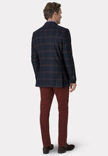 Load image into Gallery viewer, Airedale Tweed Navy with Mustard & Red Tramline Check Jacket