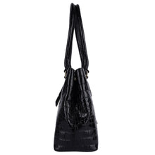 Load image into Gallery viewer, Cheltenham Leather Crocodile Print Two Section with mid-purse Bag (Black C54)