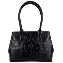 Load image into Gallery viewer, Cheltenham Leather Crocodile Print Two Section with mid-purse Bag (Black C54)