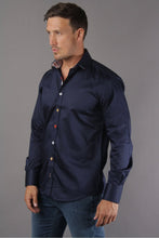 Load image into Gallery viewer, Claudio Lugli Navy Shirt with Coloured Trim (CP6752)