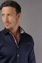 Load image into Gallery viewer, Claudio Lugli Navy Shirt with Coloured Trim (CP6752)