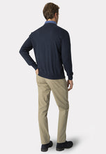 Load image into Gallery viewer, Dorset Navy Luxury 12 Gauge Cotton Merino V-Neck Jumper