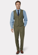 Load image into Gallery viewer, Haincliffe Green with Blue & Merlot Overcheck Tweed Waistcoat