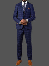 Load image into Gallery viewer, Marc Darcy Chigwell 3pc Blue Tweed Check Suit