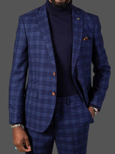 Load image into Gallery viewer, Marc Darcy Chigwell 3pc Blue Tweed Check Suit