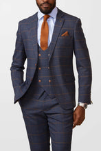 Load image into Gallery viewer, Marc Darcy Jenson Marine Navy Check 3pc Suit