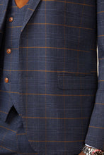 Load image into Gallery viewer, Marc Darcy Jenson Marine Navy Check 3pc Suit