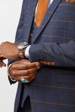 Load image into Gallery viewer, Marc Darcy Jenson Marine Navy Check 3pc Suit