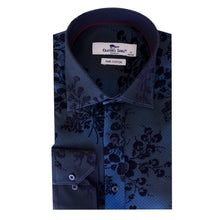 Load image into Gallery viewer, Claudio Lugli Mens Blue Jacquard Effect Flocking Shirt - CP8011
