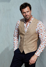 Load image into Gallery viewer, Tailored Fit Orange Print Linen Cotton Shirt (4305DT)

