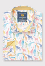 Load image into Gallery viewer, Regular Fit Multicoloured Giraffes Print Cotton Shirt
