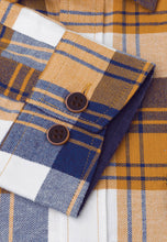 Load image into Gallery viewer, Mustard, Navy and White Check Jaspe Herringbone Check Brushed Cotton Shirt (4412BT)
