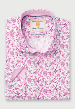 Load image into Gallery viewer, Cerise Floral Print Business Casual Cotton Stretch Shirt (4425BT)
