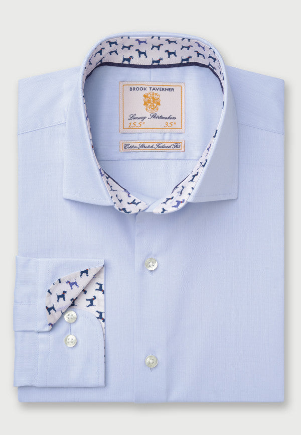Herringbone Business Casual Cotton Stretch Shirt