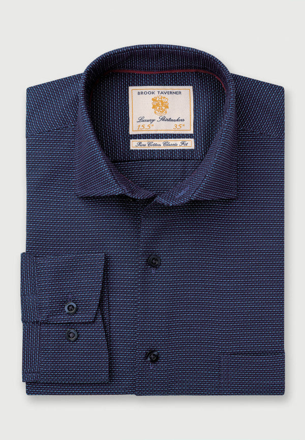 Teal with Navy and Sky Blue Dobby Design Cotton Shirt (4431A)