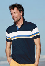 Load image into Gallery viewer, Kriek Pure Cotton Jersey Navy Stripe Polo Shirt
