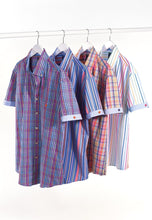 Load image into Gallery viewer, Regular Fit Navy Check Cotton Short Sleeve Shirt (4483A)
