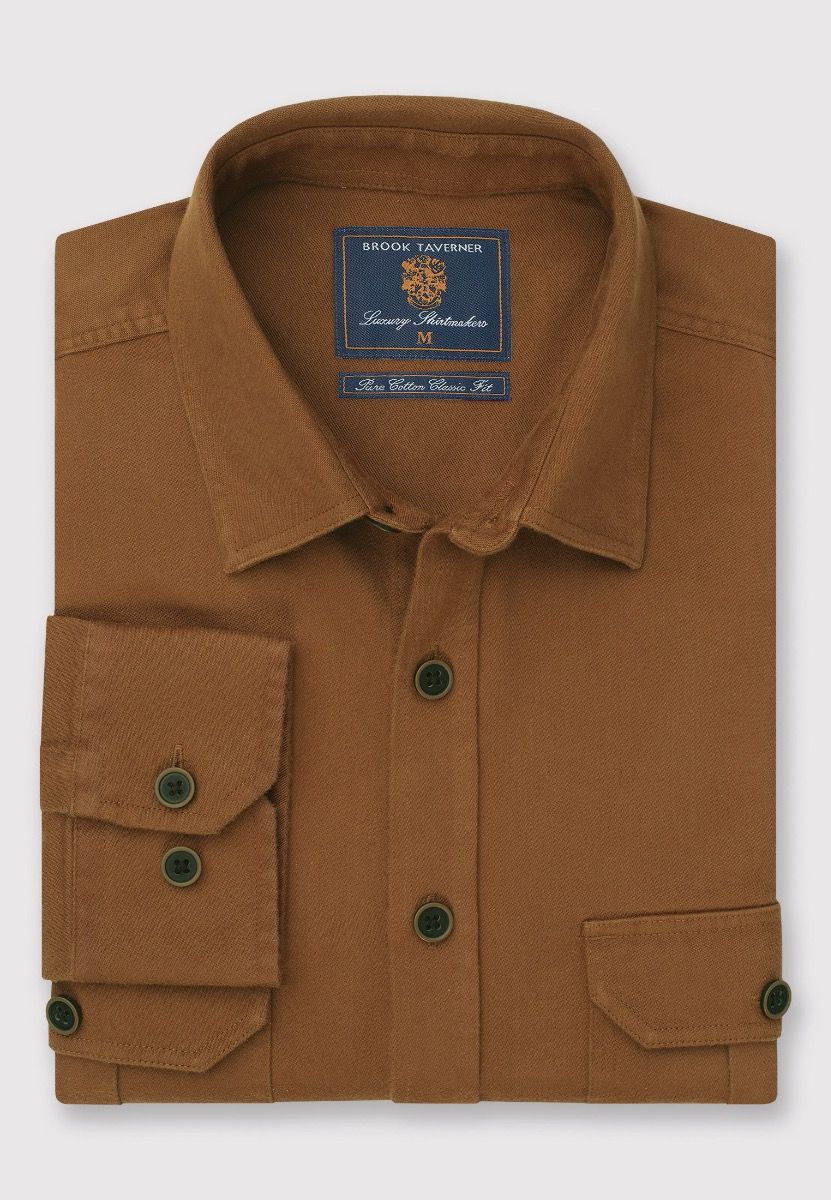 Regular Fit Camel Cotton Moleskin Shirt