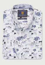 Load image into Gallery viewer, Regular Fit White Watercolour Country Scene Print Cotton Shirt
