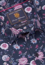 Load image into Gallery viewer, Regular Fit Navy Ornate Floral Print Cotton Shirt
