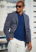 Load image into Gallery viewer, Regular Fit Greig Mid Blue Textured Jacket (5310A)
