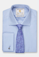 Load image into Gallery viewer, Tailored Fit Double Cuff Blue Herringbone Cotton Shirt (7720A) (Copy)

