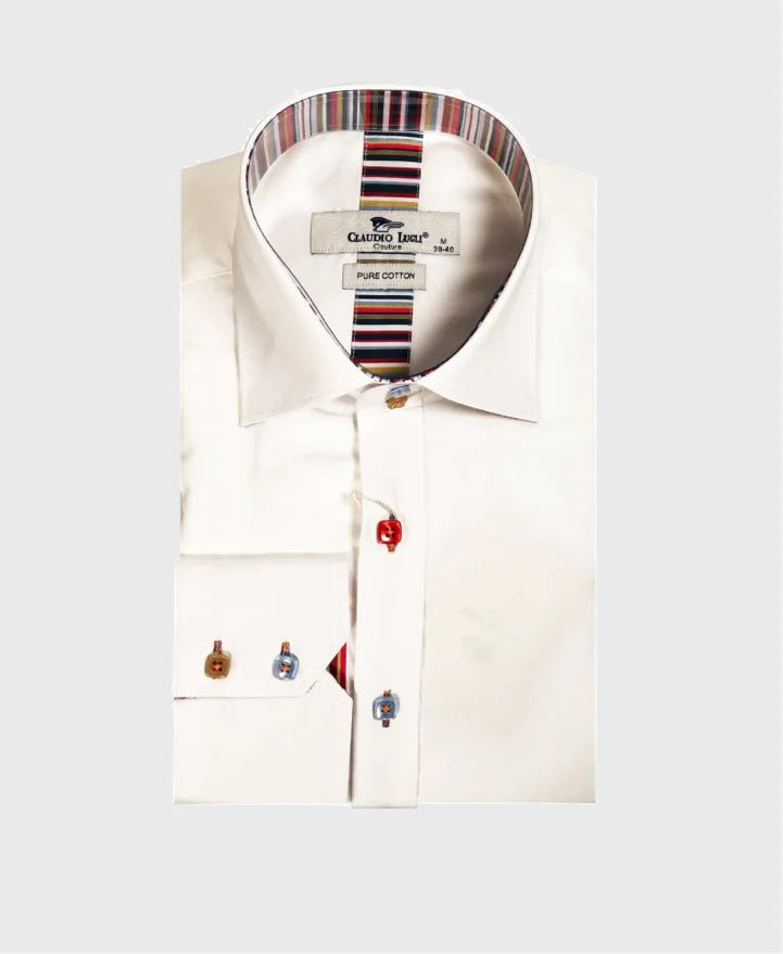 Claudio Lugli White Shirt with Stripe Detail (CP6752)