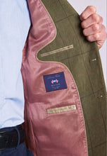 Load image into Gallery viewer, Tailored Fit Bentham Olive Check British Wool Jacket
