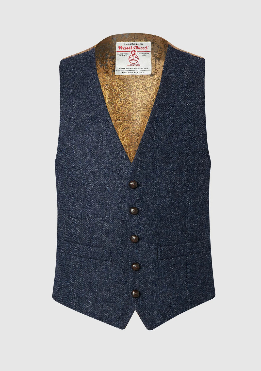 HARRIS TWEED Mens Iain Waistcoat by Bucktrout Tailoring Navy