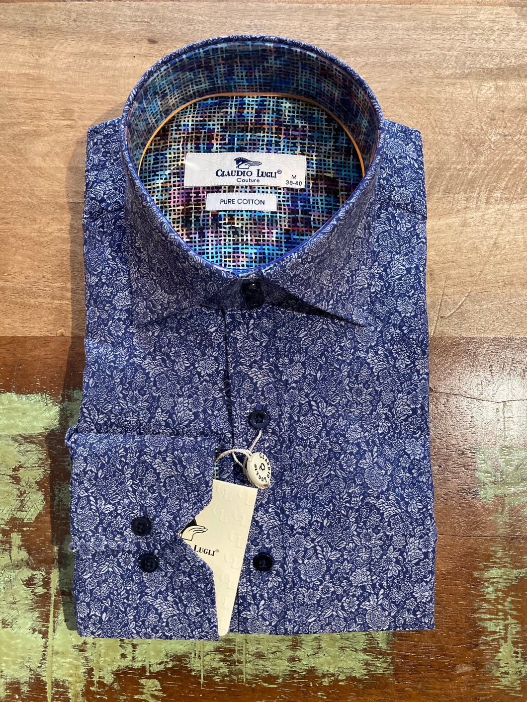 Claudio Lugli Navy Jacquard Floral Shirt (CP6923)