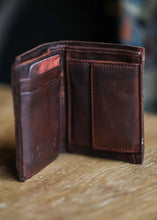 Load image into Gallery viewer, Vintage Dipped 7 Card Bill Fold Leather Wallet Tan : 1779
