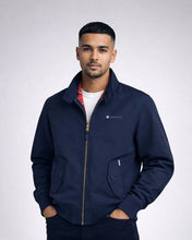 Load image into Gallery viewer, Lambretta Showerproof Navy Harrington Jacket
