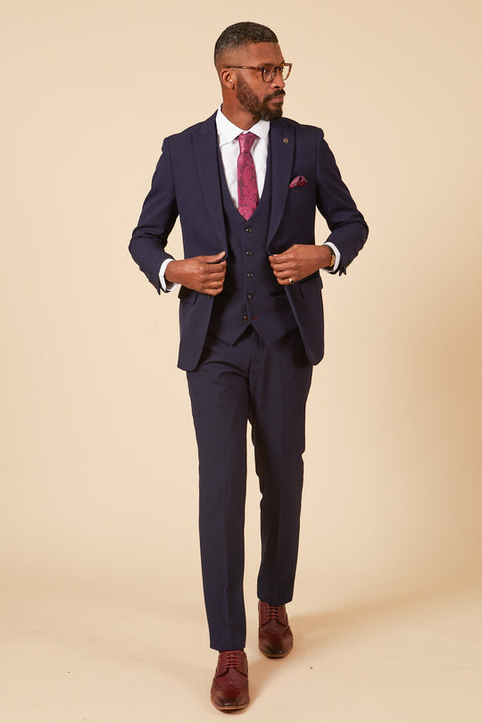 Marc Darcy BROMLEY Navy Check 3pc Suit