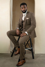 Load image into Gallery viewer, PAUL ANDREW OSCAR BROWN TWEED THREE PIECE SUIT
