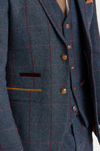 Load image into Gallery viewer, PAUL ANDREW MADRID NAVY TWEED CHECK THREE PIECE SUIT

