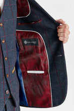 Load image into Gallery viewer, PAUL ANDREW MADRID NAVY TWEED CHECK THREE PIECE SUIT
