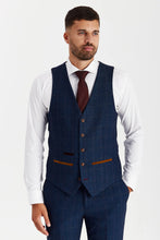 Load image into Gallery viewer, PAUL ANDREW SCOTT NAVY TWEED CHECK THREE PIECE SUIT
