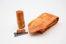 Load image into Gallery viewer, PAUL ANDREW - ORANGE PAISLEY TIE SET
