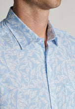Load image into Gallery viewer, Regular Fit Sky Blue Botanical Print Slub Cotton Short Sleeve Shirt
