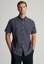 Load image into Gallery viewer, Regular Fit Navy Check 'Portofino' Short Sleeve Shirt

