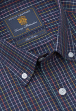 Load image into Gallery viewer, Regular Fit Navy Check 'Portofino' Short Sleeve Shirt
