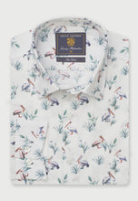 Load image into Gallery viewer, Regular Fit White Pelican Print Cotton Shirt - 4730B
