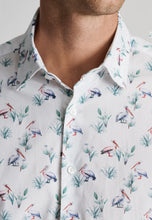 Load image into Gallery viewer, Regular Fit White Pelican Print Cotton Shirt - 4730B
