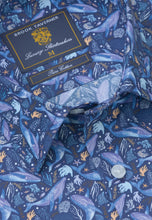 Load image into Gallery viewer, Regular Fit Navy Whale Print Cotton Shirt - 4730C

