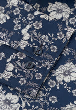 Load image into Gallery viewer, Regular Fit Navy Floral Print Cotton Shirt - 4732B
