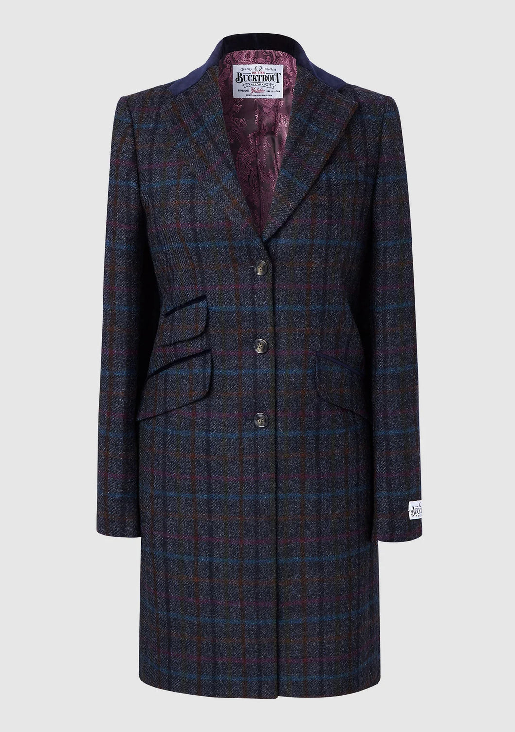 BUCKTROUT TORI ¾ COAT - NAVY MULTI CHECK