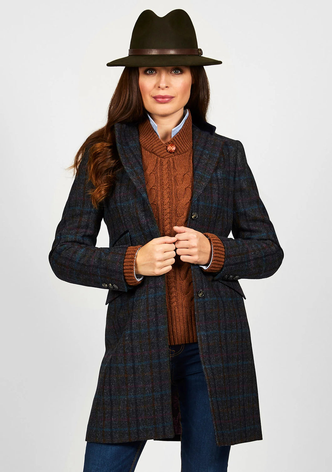 TORI ¾ COAT - NAVY MULTI CHECK