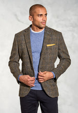 Load image into Gallery viewer, Tailored Fit Sumburgh Green and Blue Check Harris Tweed® Jacket
